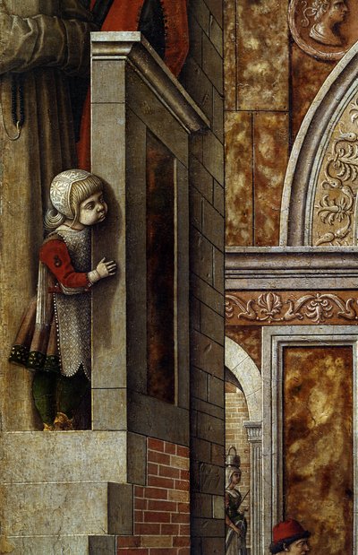 De Annunciatie met St. Emidius, 1486 (detail) door Carlo Crivelli